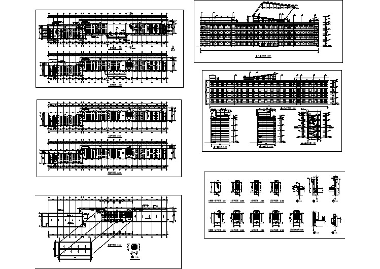 某地区大学教学楼建筑设计cad全套图纸