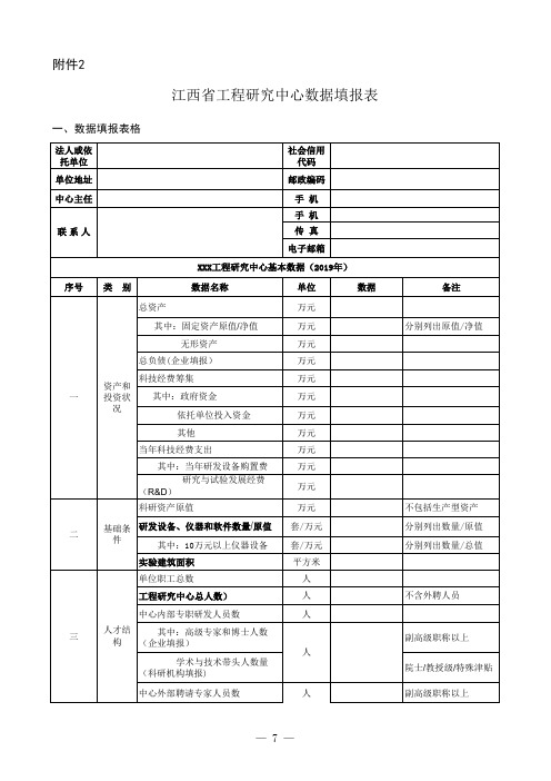 2020江西省工程研究中心数据填报表及附表(1-5)