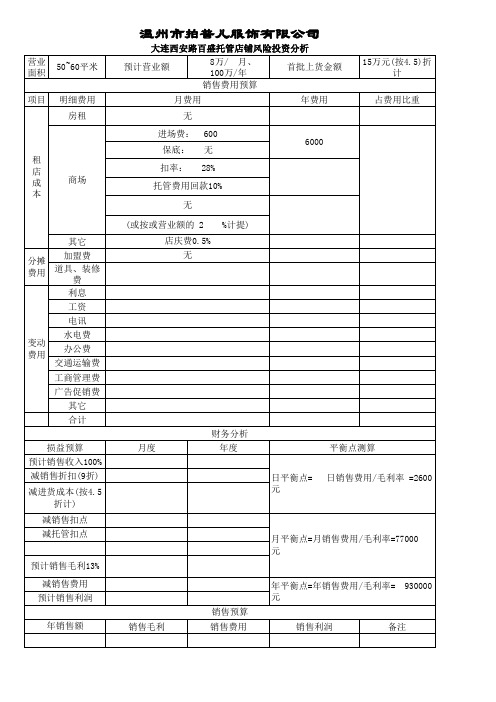 集团风险投资分析表