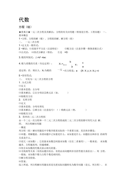 初三数学重难点