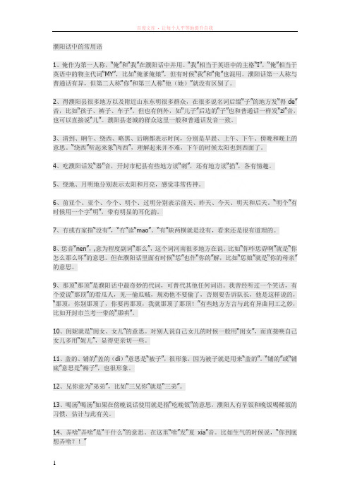 地方方言-濮阳话中的常用语