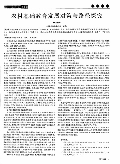 农村基础教育发展对策与路径探究