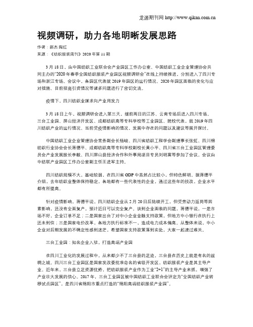 视频调研,助力各地明晰发展思路