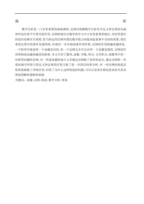 数学分析中的反例问题