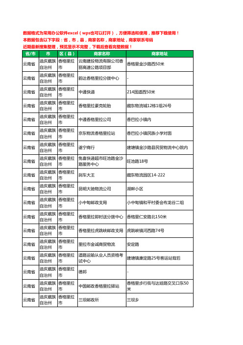 2020新版云南省迪庆藏族自治州香格里拉市运输工商企业公司商家名录名单黄页联系电话号码地址大全81家