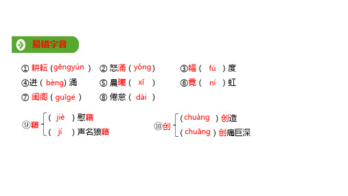 2019年秋人教版(2019新教材)高中语文必修1教学课件：第一单元 第2课  基础知识梳理 (共11张PPT)