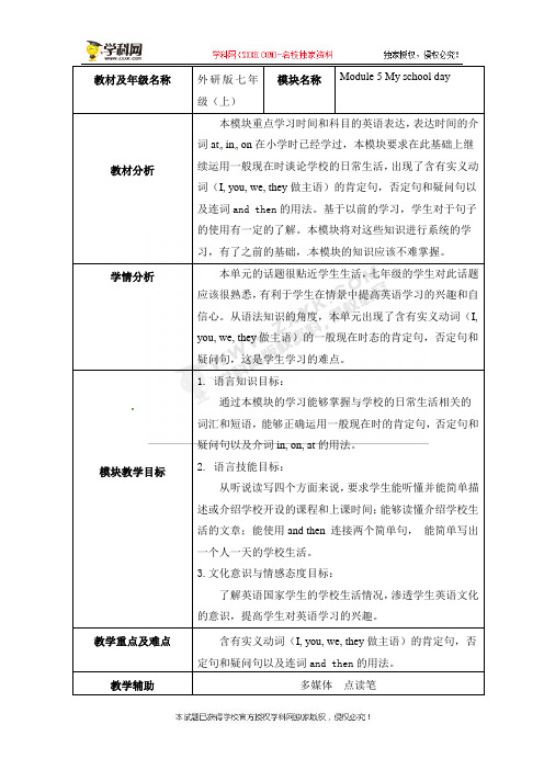 Module5Unit1教案-外研版七年级英语上册