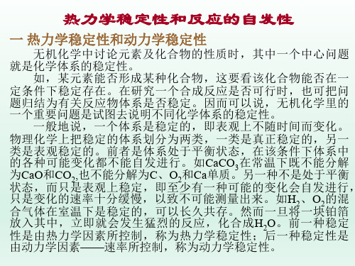 高中化学竞赛：7 热力学稳定性和动力学稳定性 