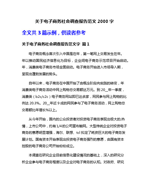 关于电子商务社会调查报告范文2000字