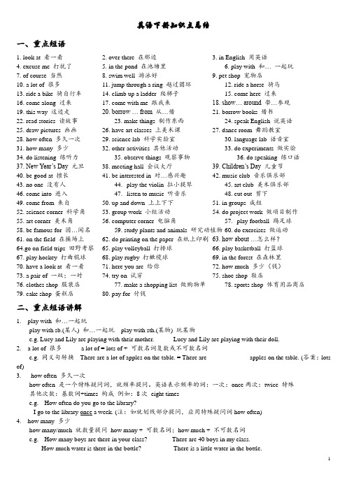 小学五年级英语下册知识点归纳总结(最新最全)