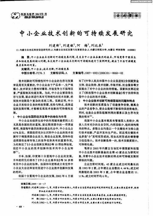 中小企业技术创新的可持续发展研究