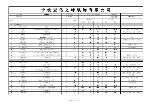 装修公司预算表