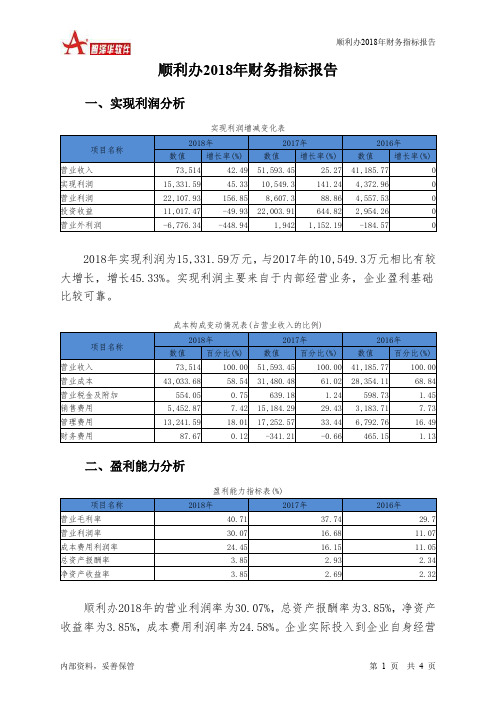 顺利办2018年财务指标报告-智泽华