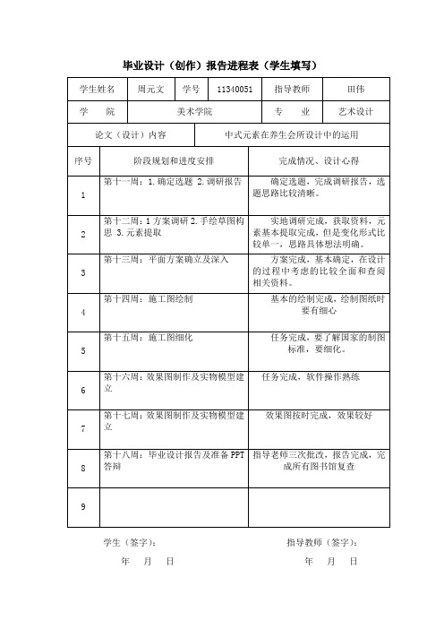 毕业设计进度表
