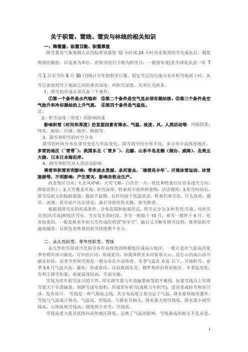 关于降雪、积雪、雪线、林线习题集
