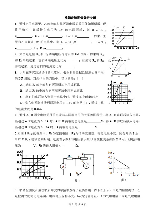 欧姆定律图像分析专题