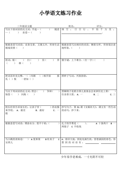 小学三年级语文综合运用III (41)