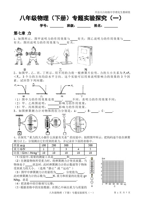 2012新人教版——八年级物理(下册)专题实验探究(一)