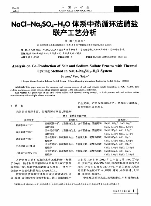 NaCI-Na2SO4-H2O体系中热循环法硝盐联产工艺分析
