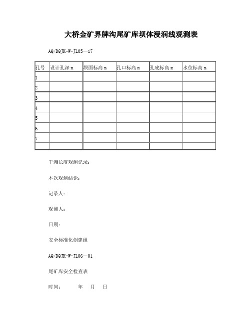 尾矿库坝体浸润线观测表05-17