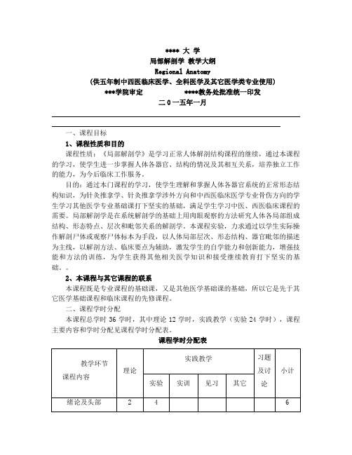 局部解剖学大纲2015