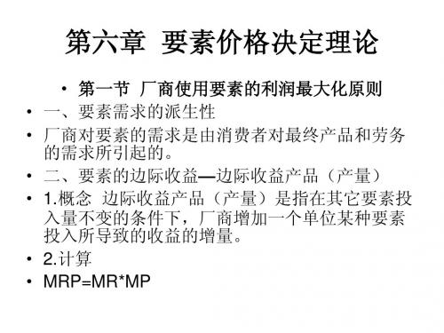 微观经济学第六章  要素价格决定理论
