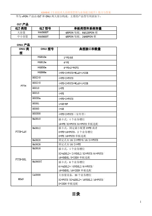 华为xPON产品手册