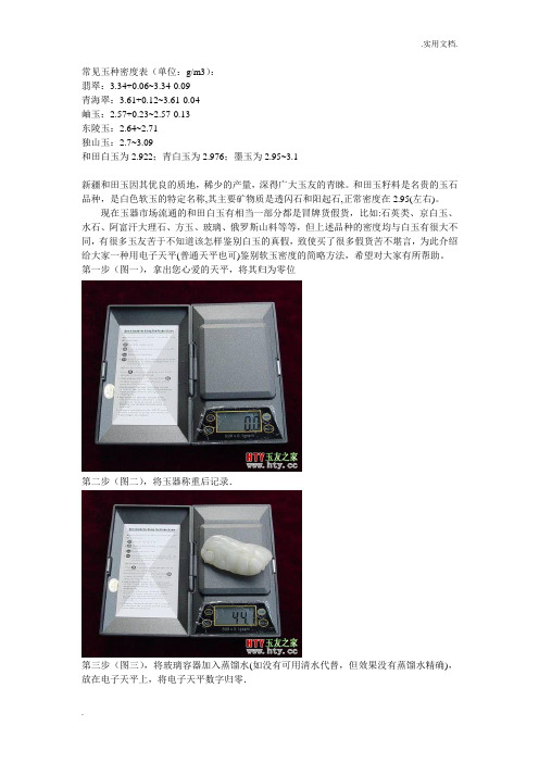 常见玉种密度表-各种玉种