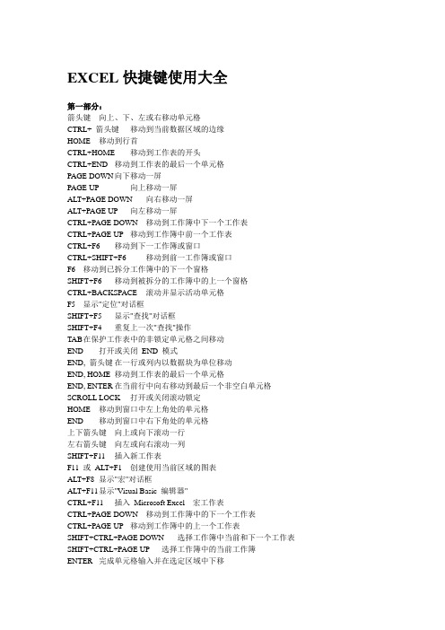 E CEL快捷键使用大全