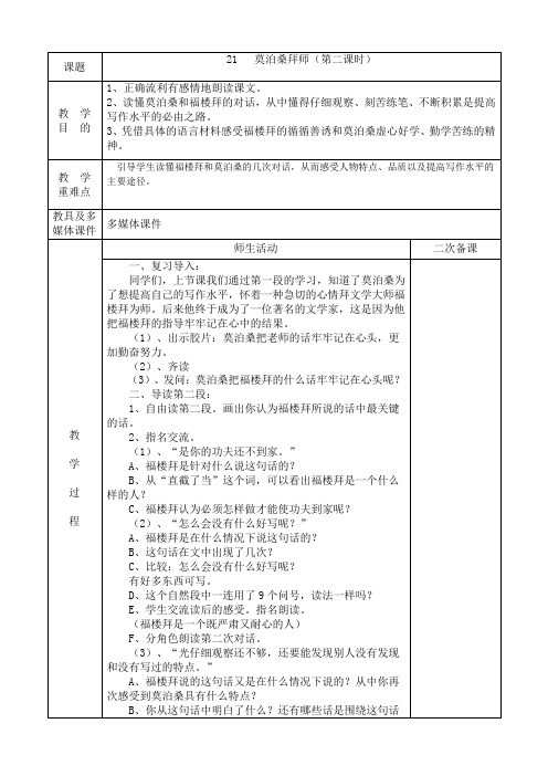 21、莫泊桑拜师(第二课时)