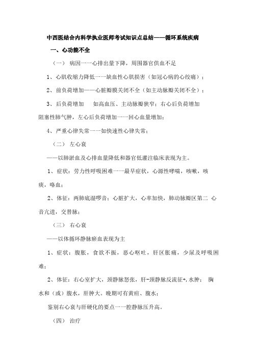 中西医结合内科学执业医师考试知识点总结.doc