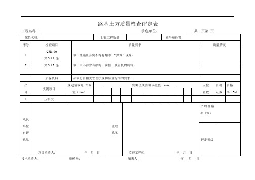 路基土方质量检查评定表