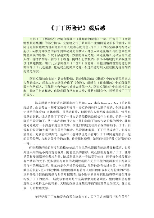 丁丁历险记3000字影评