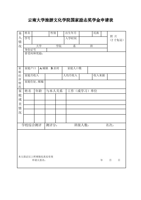 国家励志奖学金申请审批表(1)
