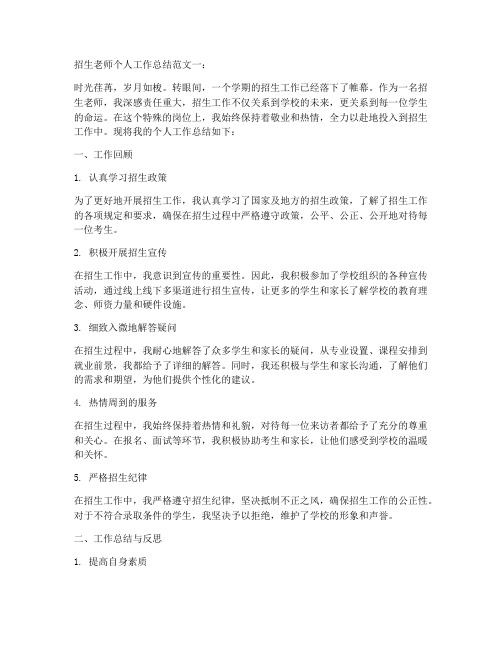 招生老师个人工作总结5篇范文