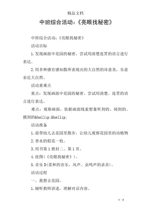 中班综合活动：《亮眼找秘密》