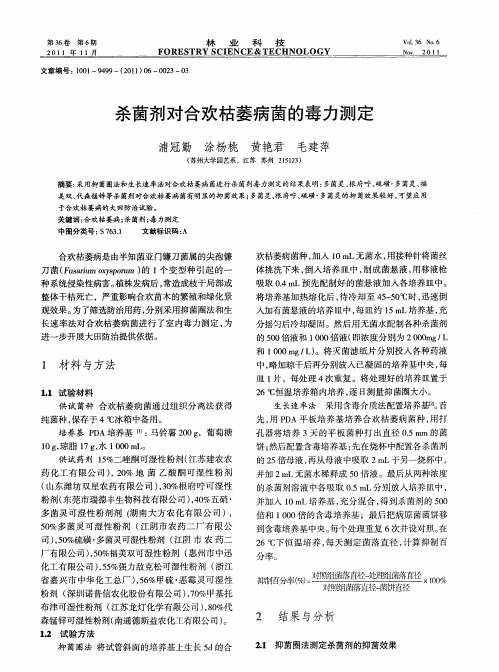 杀菌剂对合欢枯萎病菌的毒力测定