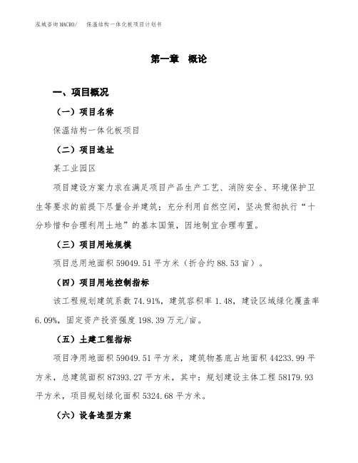 保温结构一体化板项目计划书(项目投资分析)