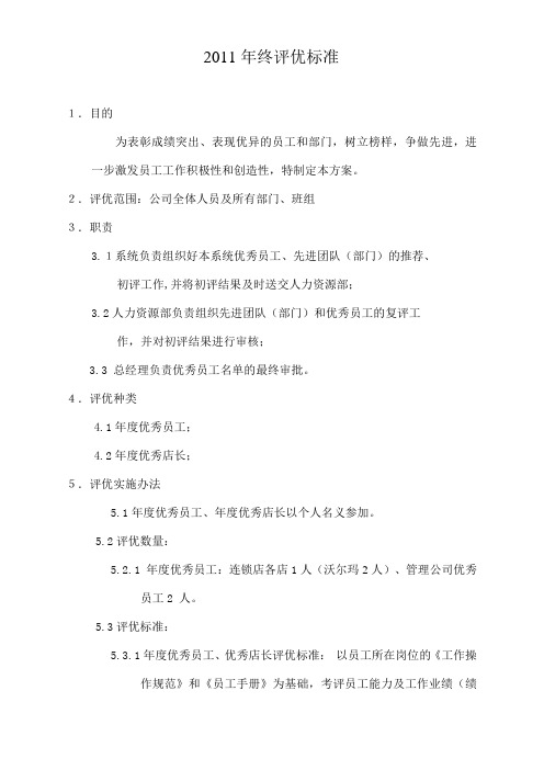 2011年终评优