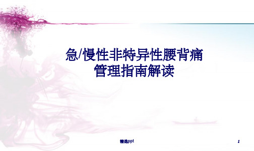 急慢性非特异性下腰痛管理指南解读PPT课件