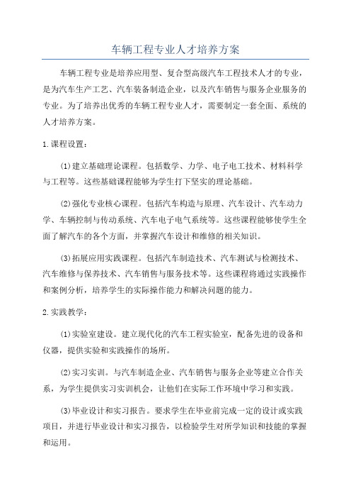 车辆工程专业人才培养方案