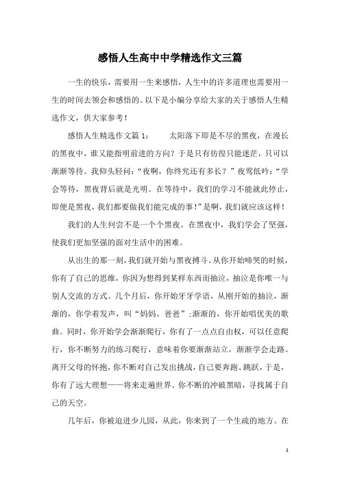 感悟人生高中中学精选作文三篇