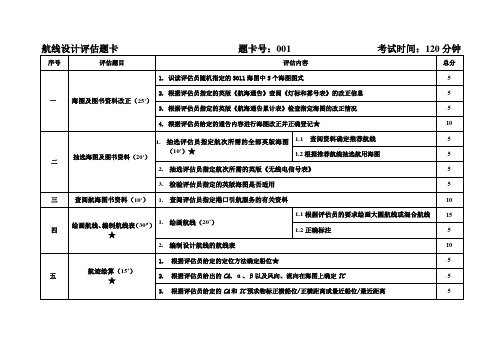航线设计评估题卡(新)