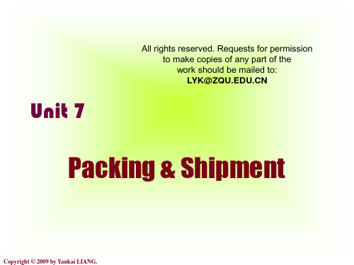 Unit 7 Packing & Shipment