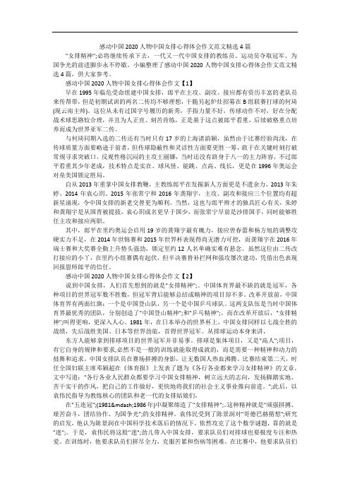 感动中国2020人物中国女排心得体会作文范文精选4篇