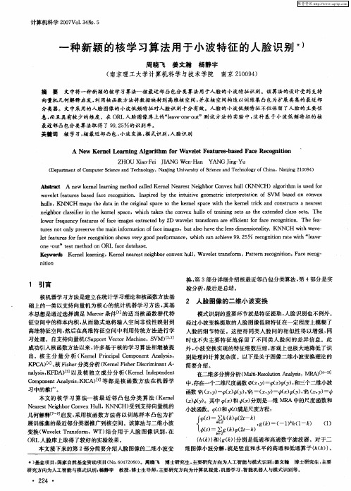 一种新颖的核学习算法用于小波特征的人脸识别