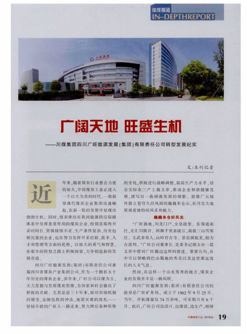 广阔天地 旺盛生机 ——川煤集团四川广旺能源发展(集团)有限责任公司转型发展纪实