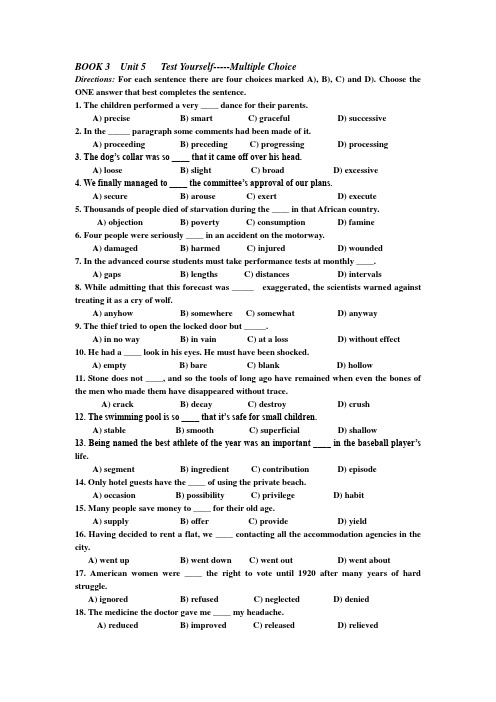 BOOK 3  Unit 5   Test Yourself