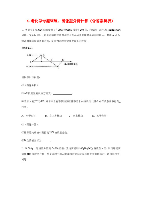 中考化学专题训练：图像型分析计算(含答案解析)