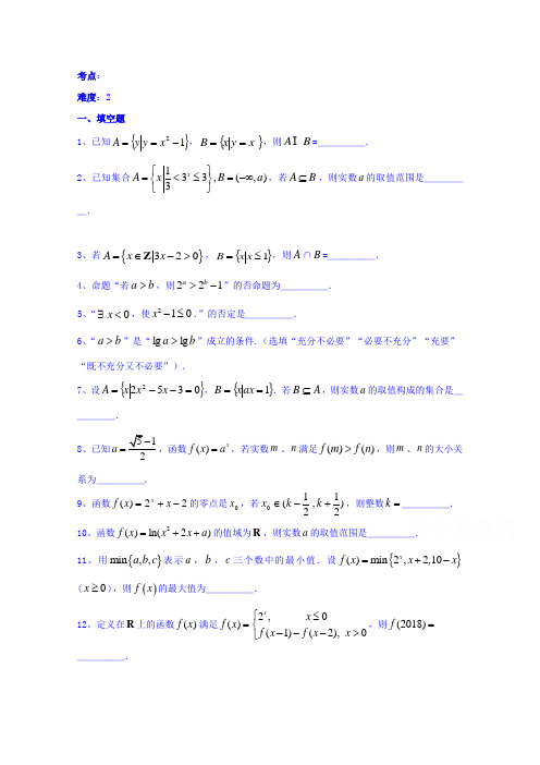 江苏省赣榆县海头高级中学2018届高三上学期数学周考1